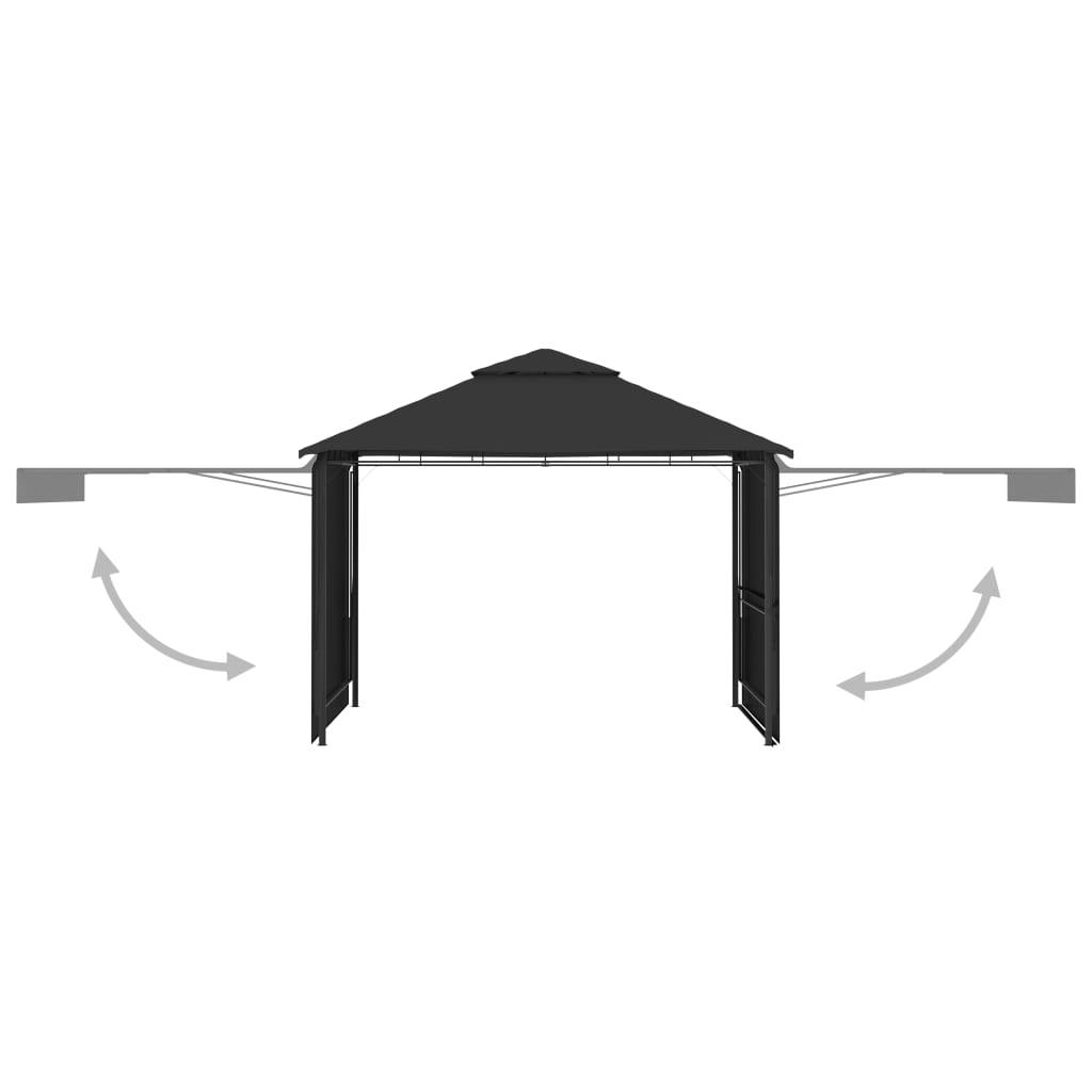 Gazebo Tetto Doppio Estendibile 3x3x2,75 m Antracite 180 g/m² | homemem39