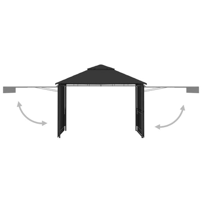 Gazebo Tetto Doppio Estendibile 3x3x2,75 m Antracite 180 g/m² | homemem39