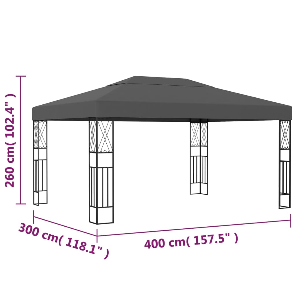 Gazebo 3x4 m Antracite in Tessuto | homemem39
