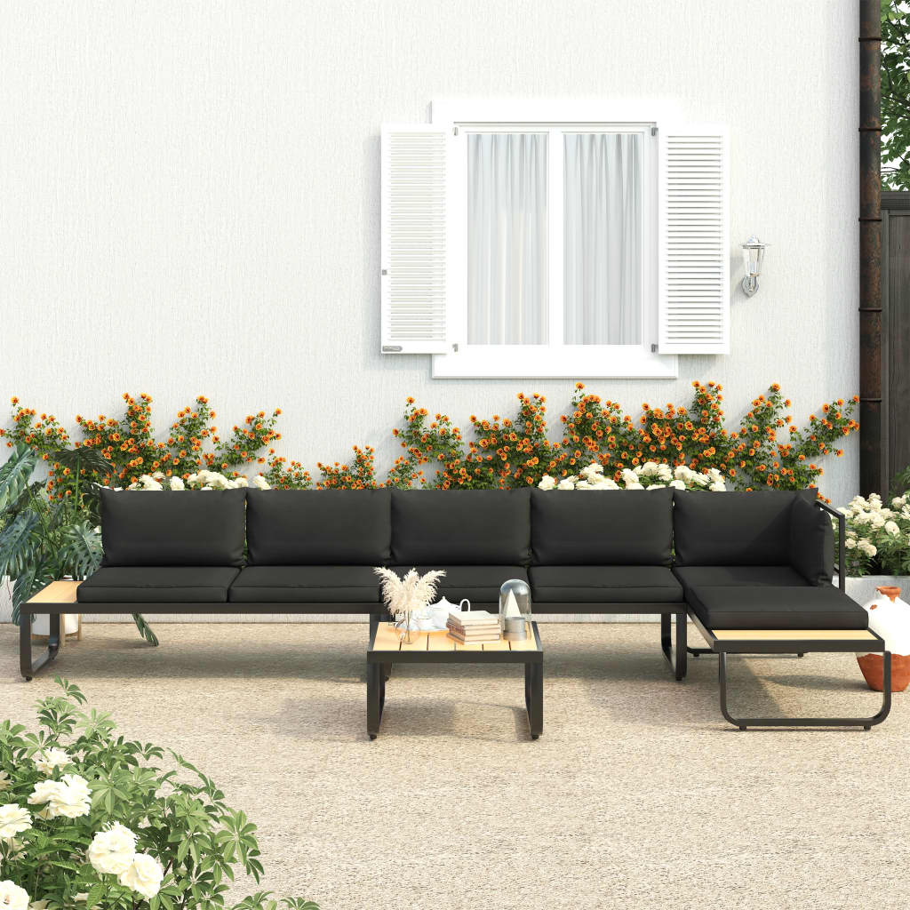 Set Divano da Giardino 4 pz ad Angolo Cuscini in Alluminio WPC | homemem39