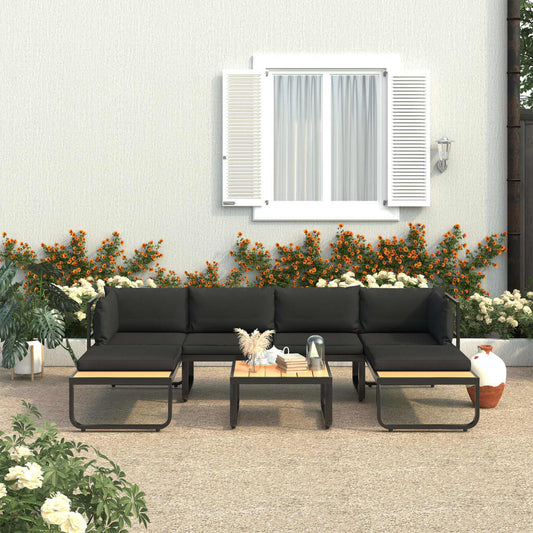 Set Divano da Giardino 4 pz ad Angolo Cuscini in Alluminio WPC | homemem39