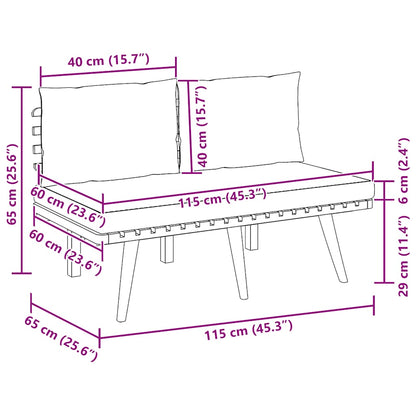 Panca da Giardino con Cuscini 115 cm in Legno Massello Acacia - homemem39