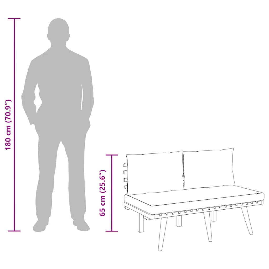 Panca da Giardino con Cuscini 115 cm in Legno Massello Acacia - homemem39