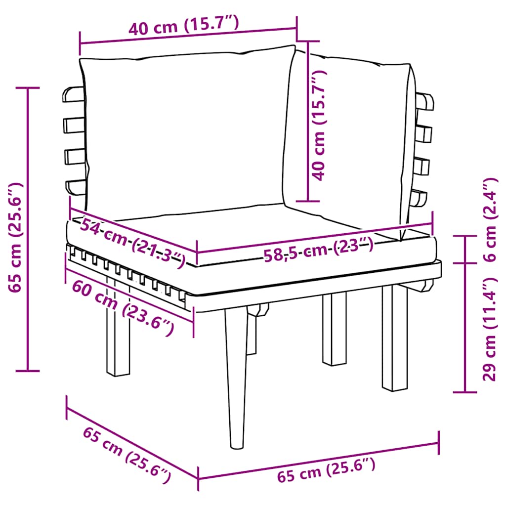Divano Angolare da Giardino con Cuscini in Legno d'Acacia - homemem39