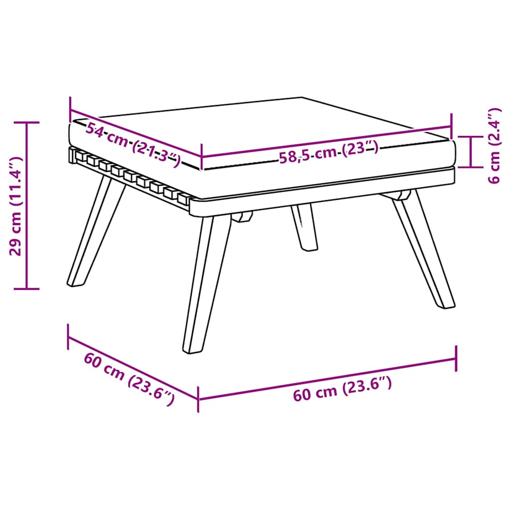 Sgabello da Giardino con Cuscino 60x60x29 cm in Massello Acacia - homemem39