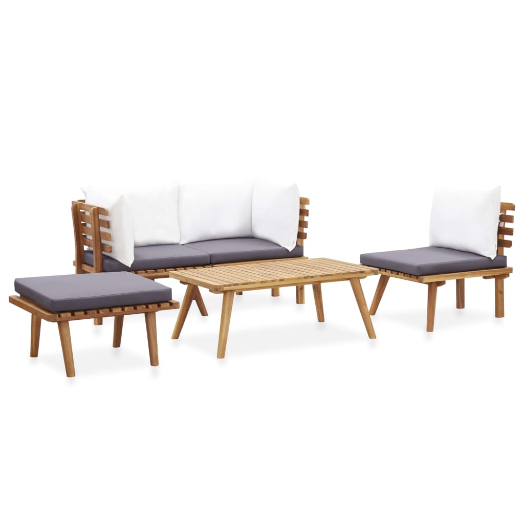 Set Divani da Giardino 5 pz in Legno Massello di Acacia | homemem39
