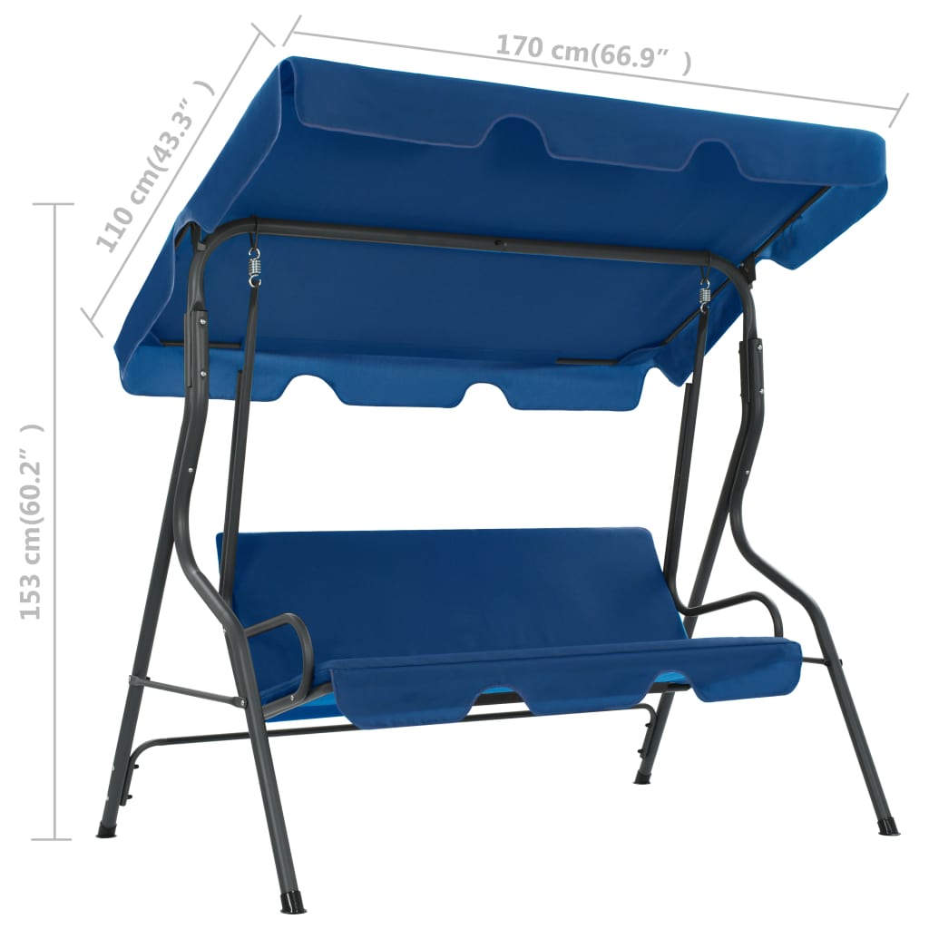 Panchina a Dondolo da Giardino Blu Scuro 170x110x153 cm Tessuto - homemem39