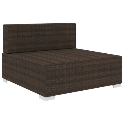 Seduta Centrale Modulare con Cuscini in Polyrattan Marrone