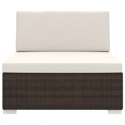 Seduta Centrale Modulare con Cuscini in Polyrattan Marrone