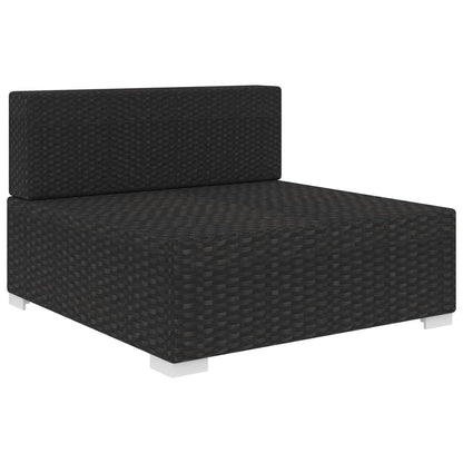Seduta Centrale Modulare con Cuscini in Polyrattan Nero | homemem39