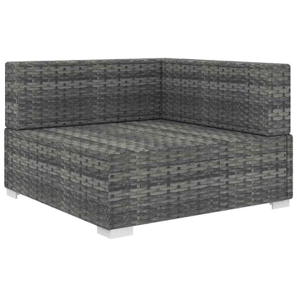 Seduta Angolare Modulare con Cuscini in Polyrattan Grigio | homemem39