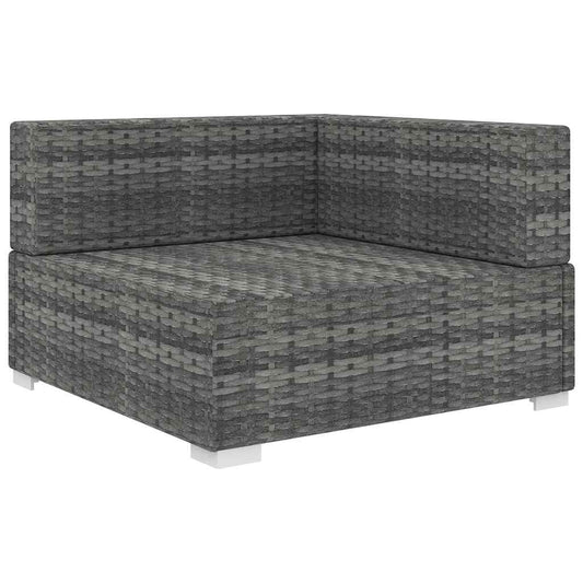 Seduta Angolare Modulare con Cuscini in Polyrattan Grigio | homemem39