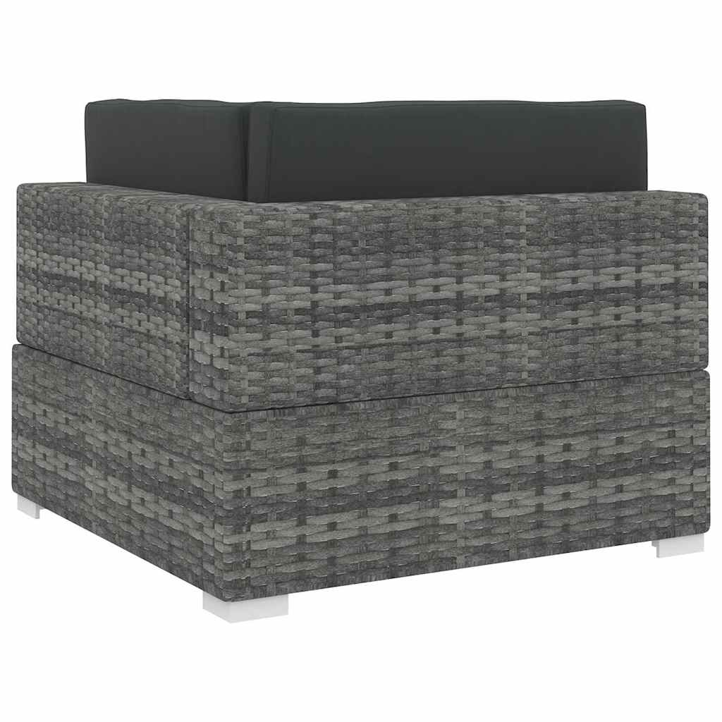 Seduta Angolare Modulare con Cuscini in Polyrattan Grigio | homemem39