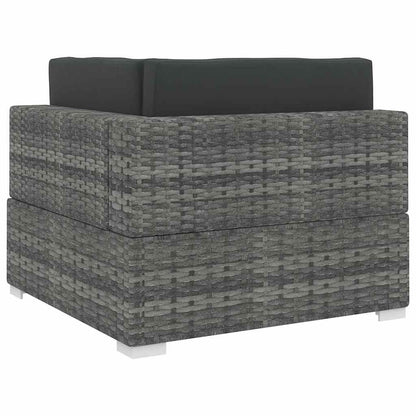 Seduta Angolare Modulare con Cuscini in Polyrattan Grigio | homemem39
