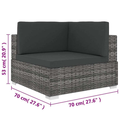 Seduta Angolare Modulare con Cuscini in Polyrattan Grigio | homemem39