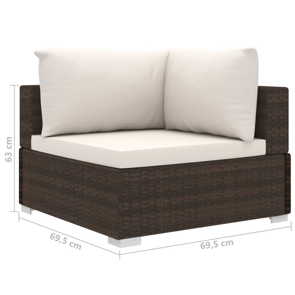 Set Divani da Giardino 10 pz con Cuscini in Polyrattan Marrone | homemem39