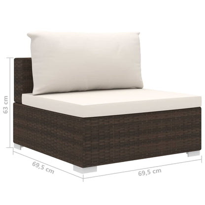 Set Divani da Giardino 10 pz con Cuscini in Polyrattan Marrone | homemem39