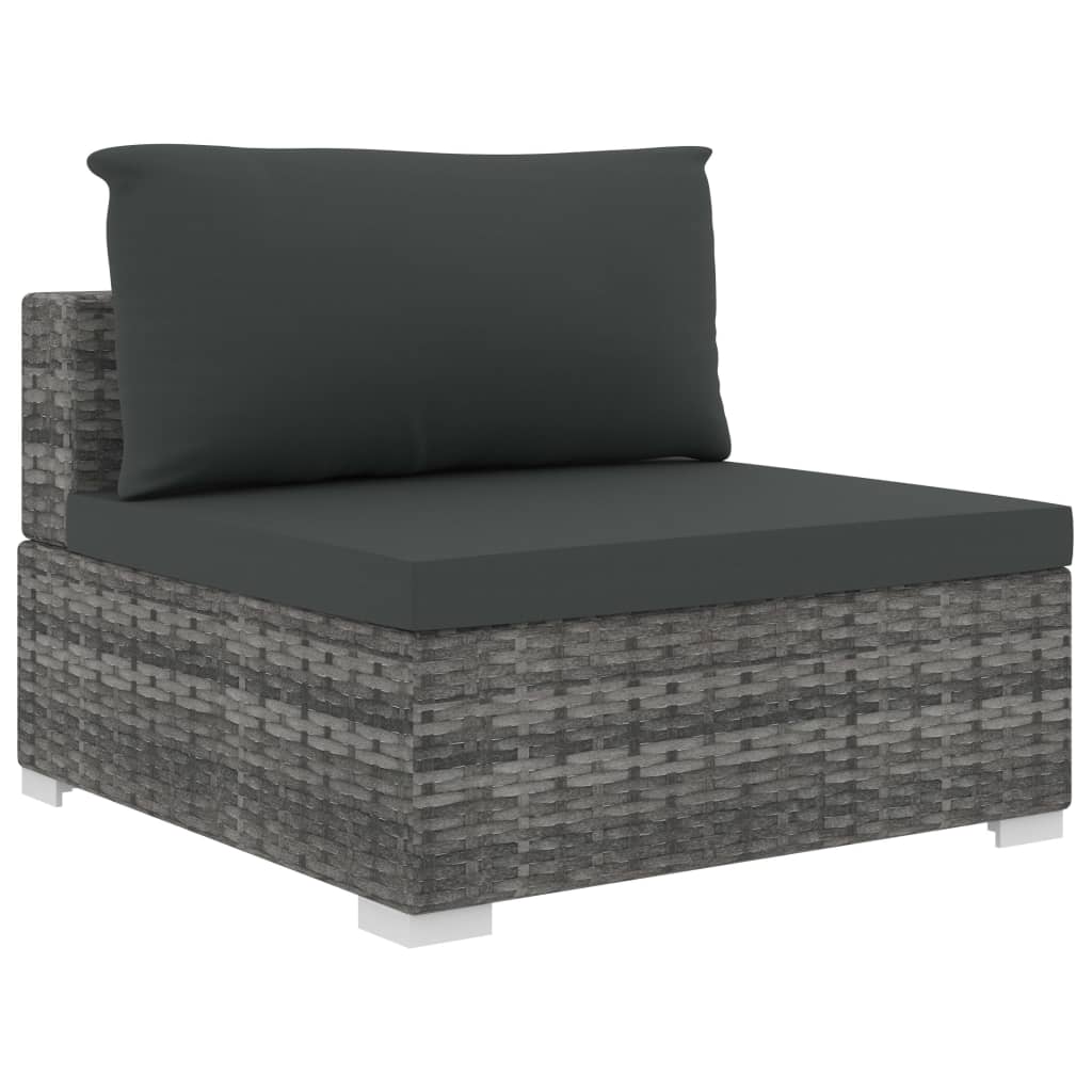 Set Divani da Giardino 10 pz con Cuscini in Polyrattan Grigio | homemem39