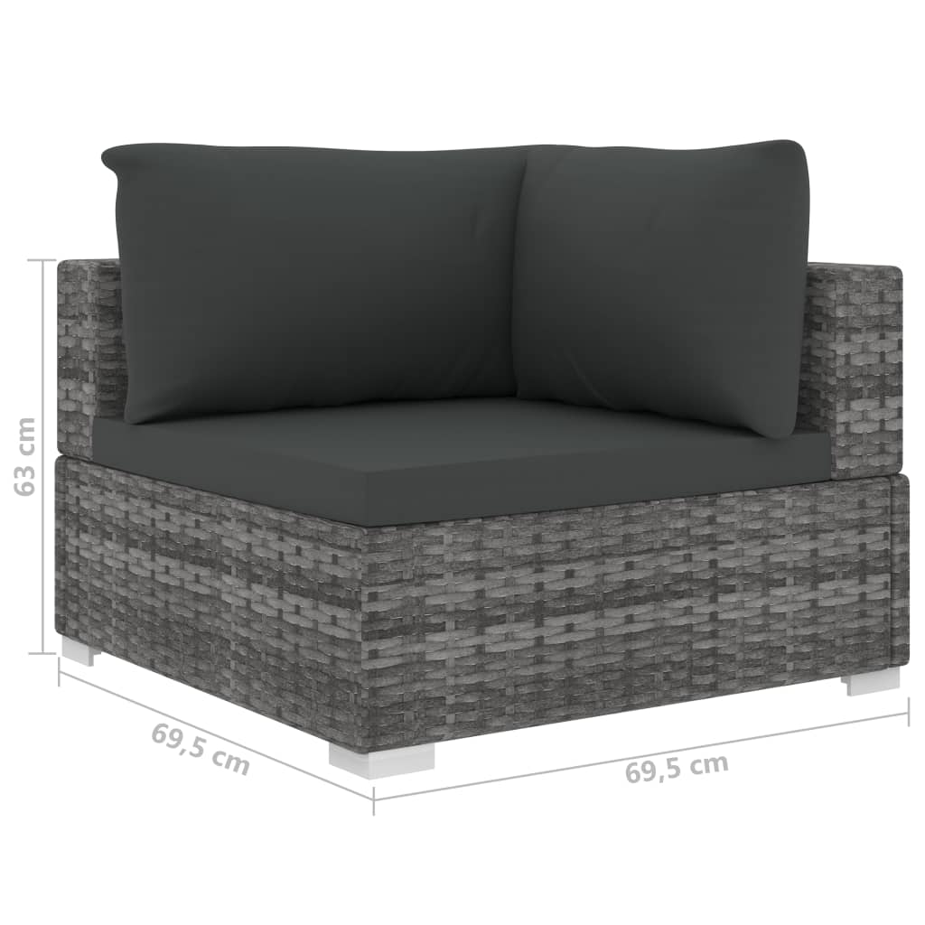 Set Divani da Giardino 10 pz con Cuscini in Polyrattan Grigio | homemem39