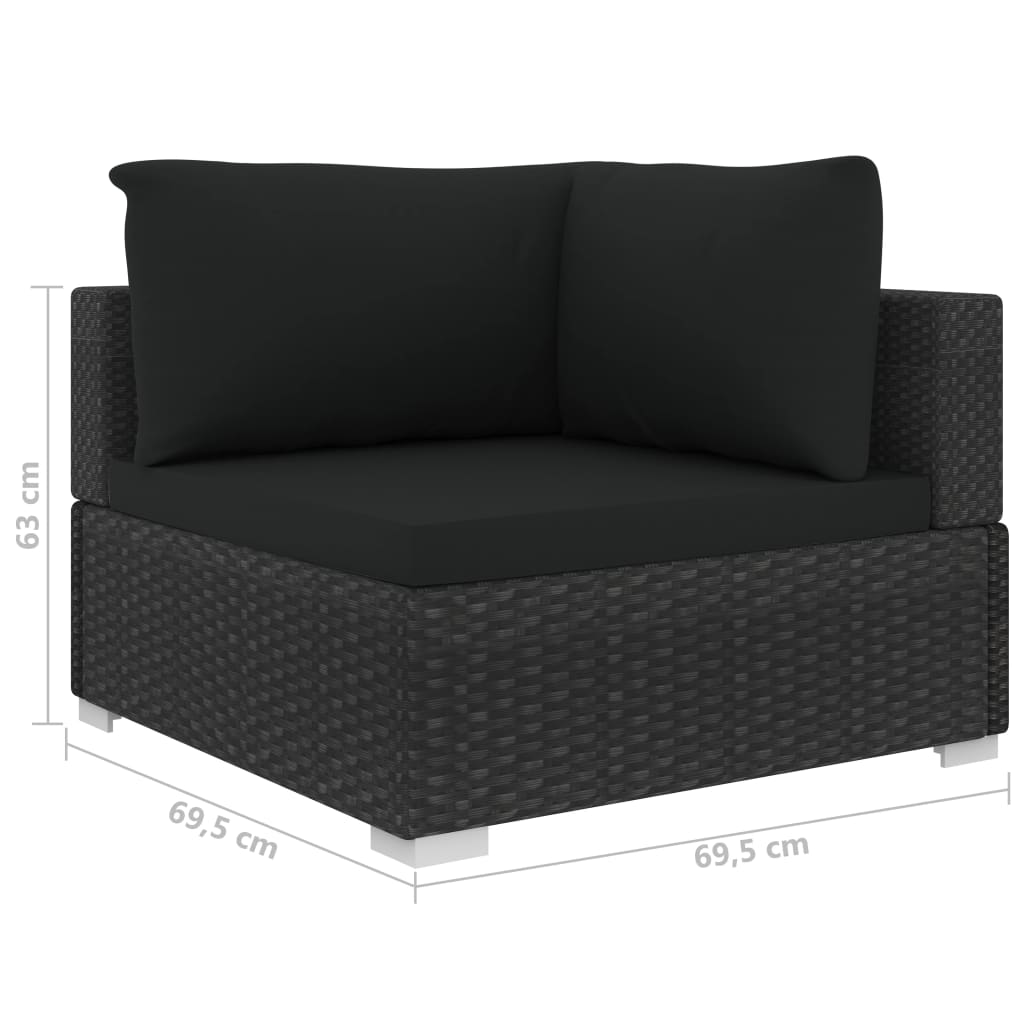 Set Divani da Giardino 10 pz con Cuscini in Polyrattan Nero | homemem39