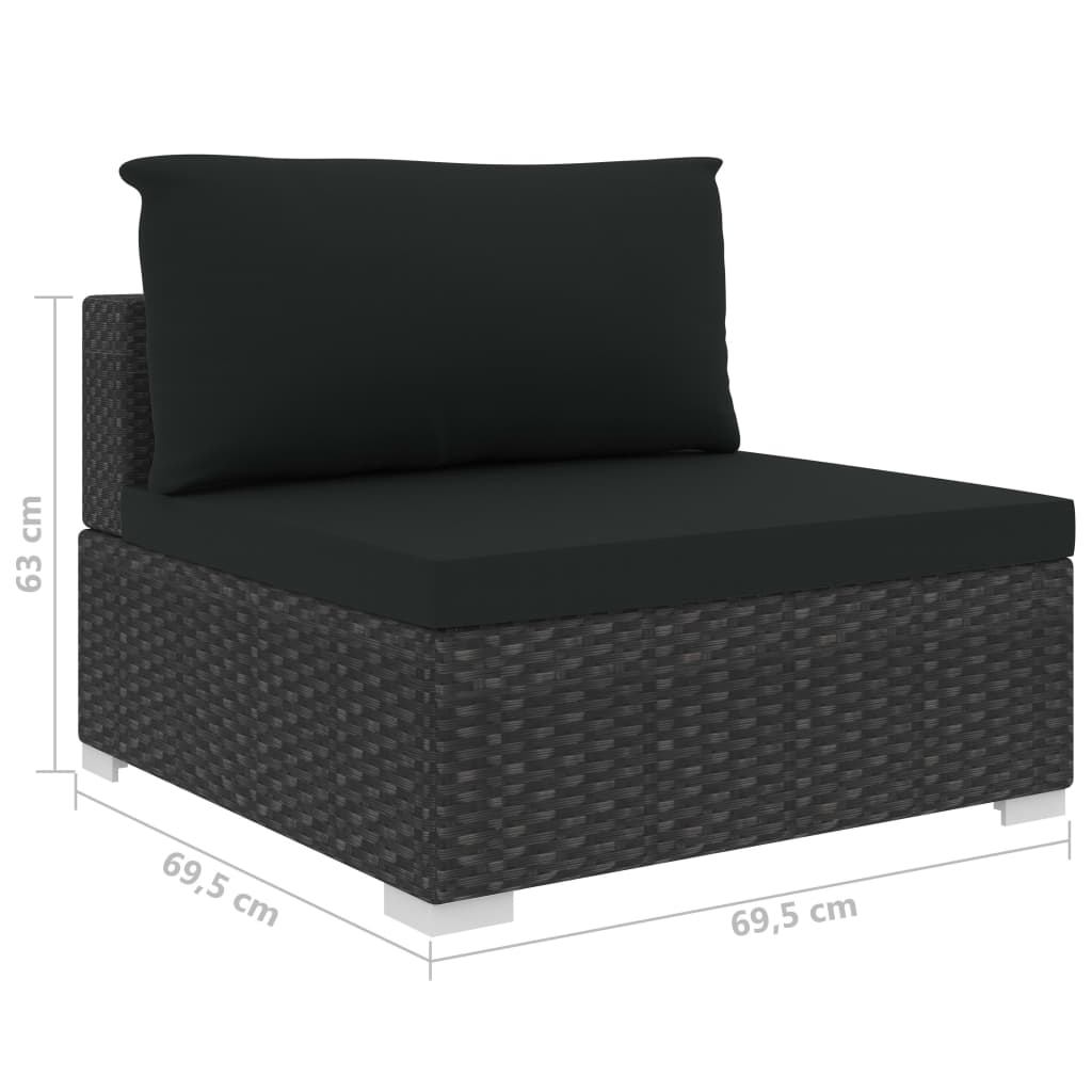 Set Divani da Giardino 10 pz con Cuscini in Polyrattan Nero | homemem39