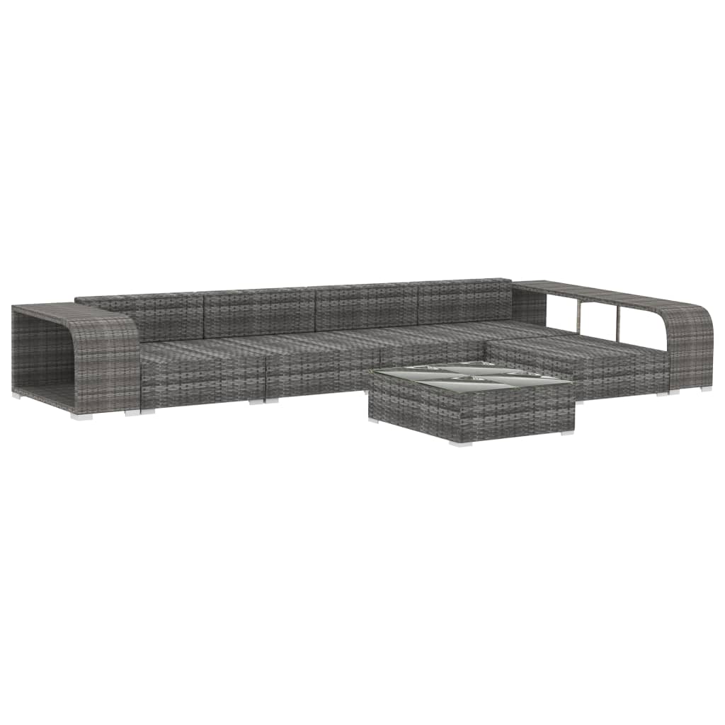 Set Divani da Giardino 8 pz con Cuscini in Polyrattan Grigio | homemem39