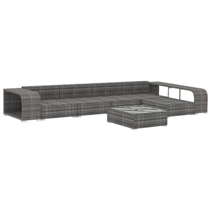 Set Divani da Giardino 8 pz con Cuscini in Polyrattan Grigio | homemem39
