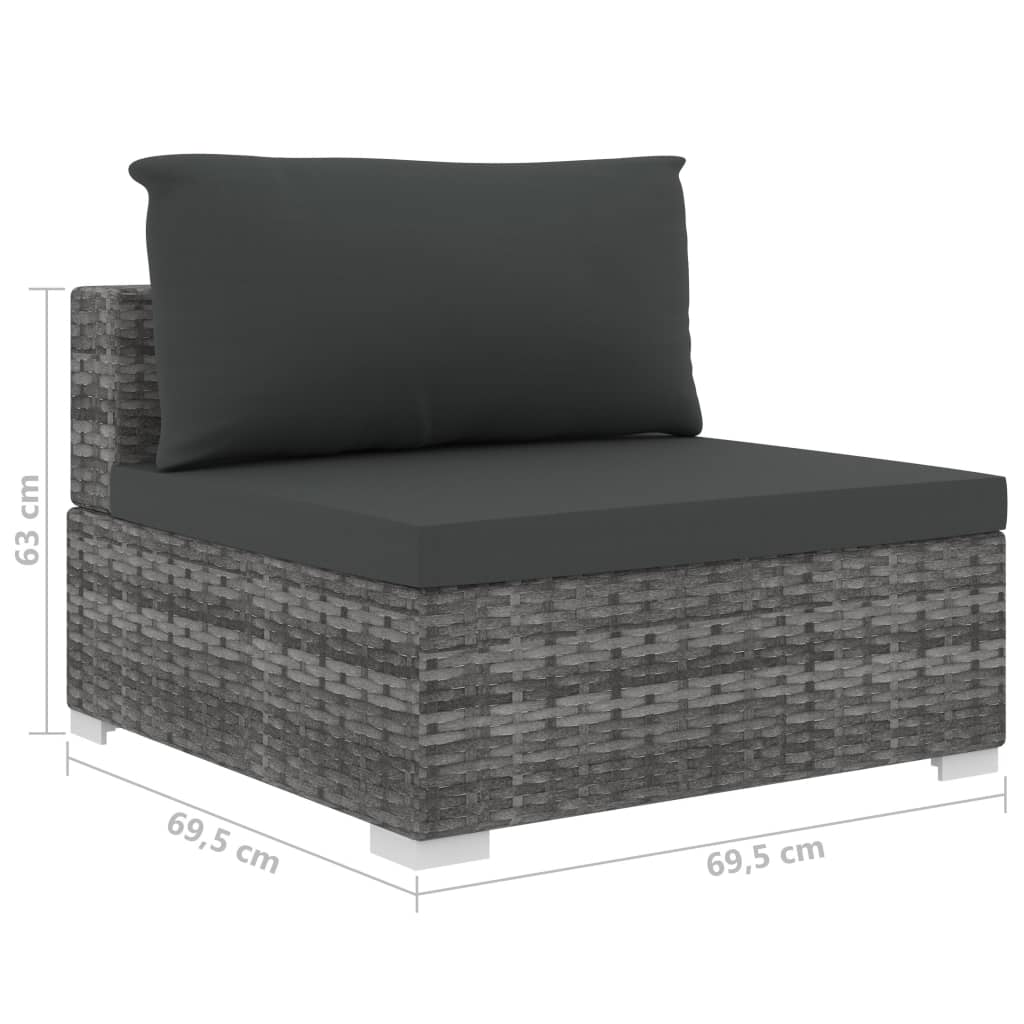 Set Divani da Giardino 8 pz con Cuscini in Polyrattan Grigio | homemem39