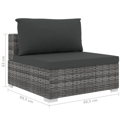 Set Divani da Giardino 8 pz con Cuscini in Polyrattan Grigio | homemem39