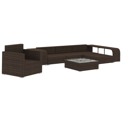 Set Divani da Giardino 8 pz con Cuscini in Polyrattan Marrone | homemem39