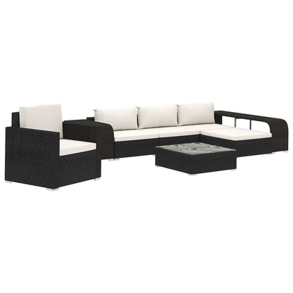 Set Divani da Giardino 8 pz con Cuscini in Polyrattan Nero | homemem39