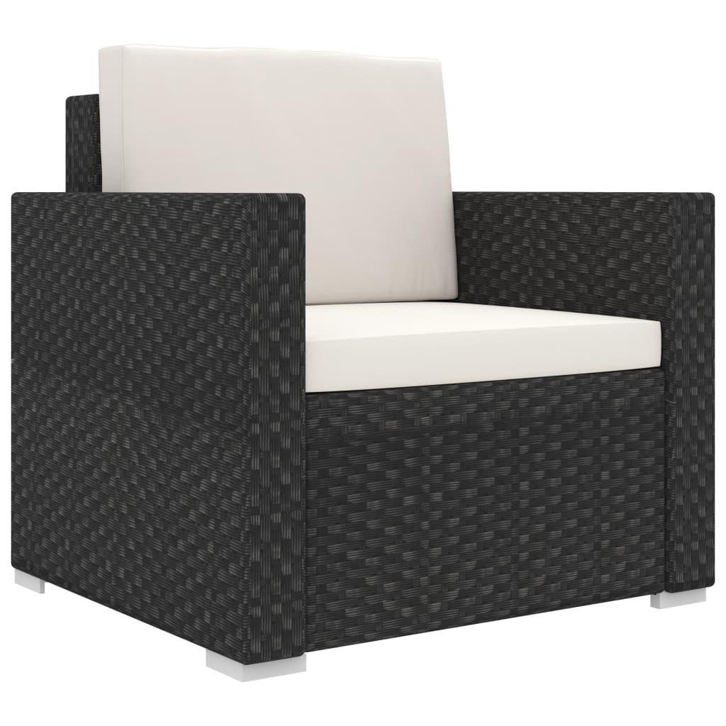Set Divani da Giardino 8 pz con Cuscini in Polyrattan Nero | homemem39