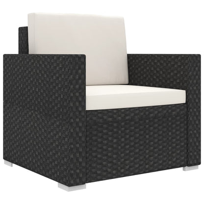 Set Divani da Giardino 8 pz con Cuscini in Polyrattan Nero | homemem39