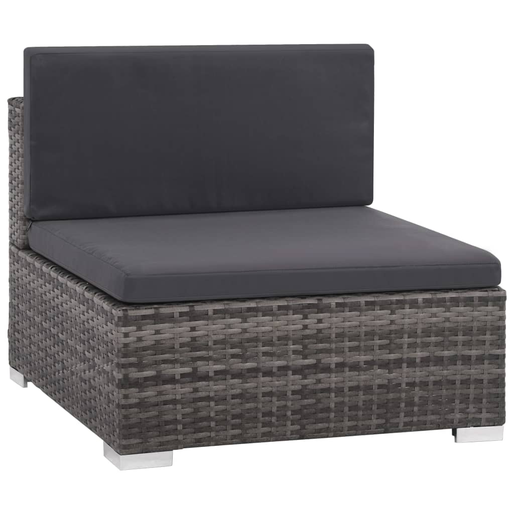 Set Divani da Giardino 6 pz con Cuscini in Polyrattan Grigio | homemem39