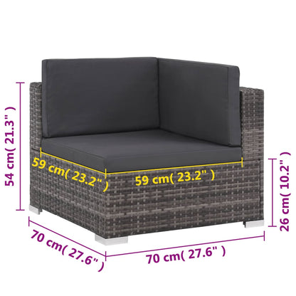 Set Divani da Giardino 6 pz con Cuscini in Polyrattan Grigio | homemem39