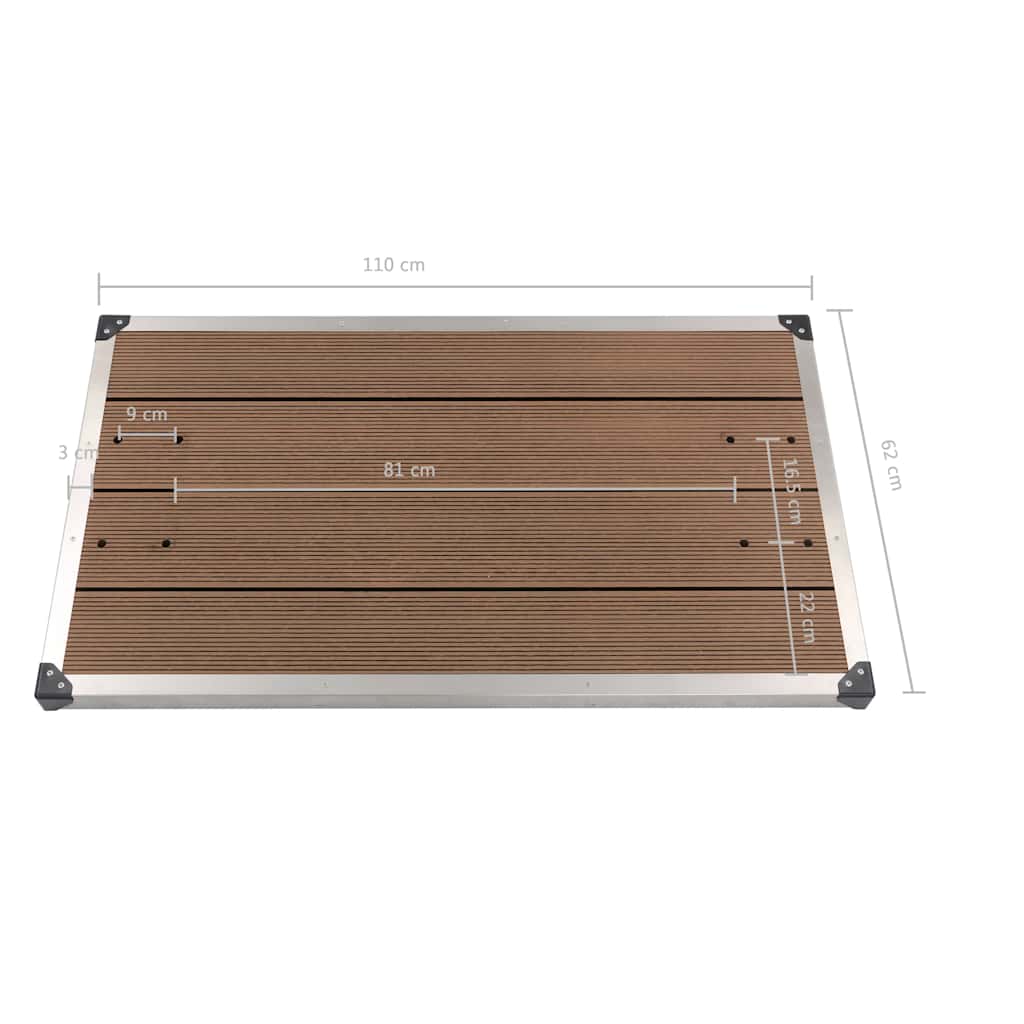Piatto Doccia da Esterni in Acciaio Inox WPC 110x62 cm Marrone | homemem39