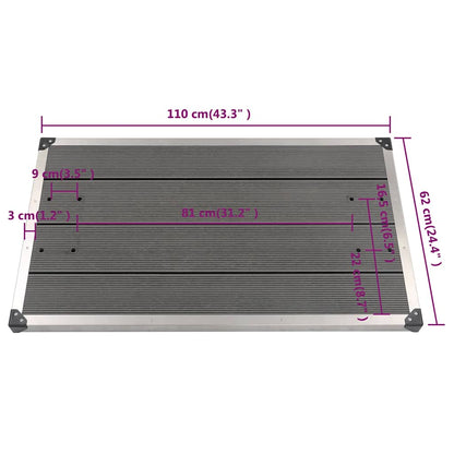 Piatto Doccia da Esterni in Acciaio Inox WPC 110x62 cm Grigio | homemem39