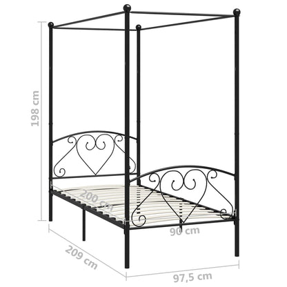 Giroletto Baldacchino senza Materasso Nero Metallo 90x200 cm | homemem39