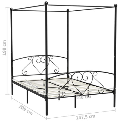 Giroletto Baldacchino senza Materasso Nero 140x200 cm Metallo | homemem39