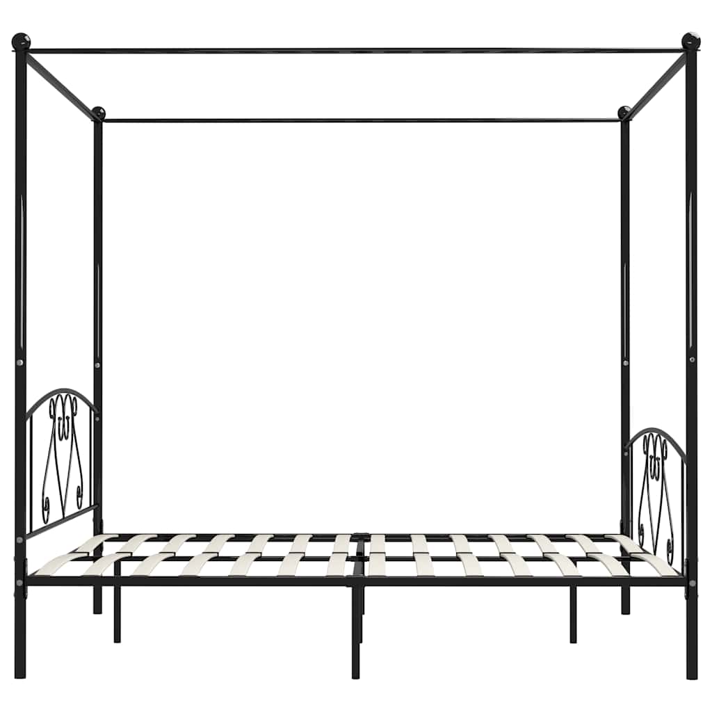 Giroletto Baldacchino senza Materasso Nero 180x200 cm Metallo