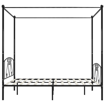Giroletto Baldacchino senza Materasso Nero 180x200 cm Metallo