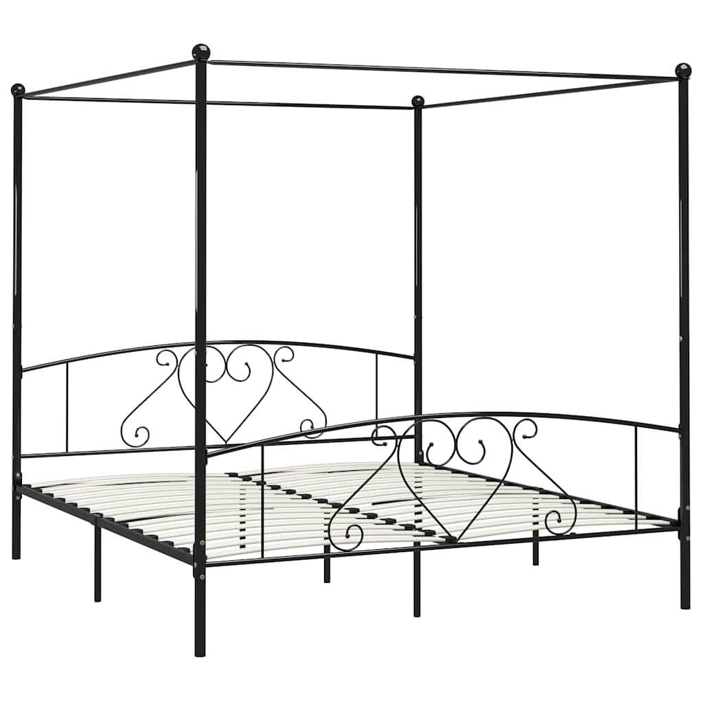 Giroletto Baldacchino senza Materasso Nero 200x200 cm Metallo