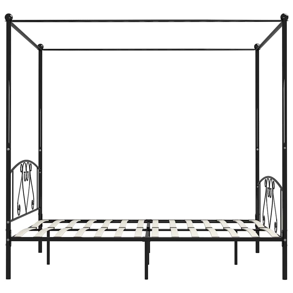 Giroletto Baldacchino senza Materasso Nero 200x200 cm Metallo