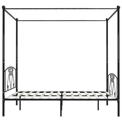 Giroletto Baldacchino senza Materasso Nero 200x200 cm Metallo