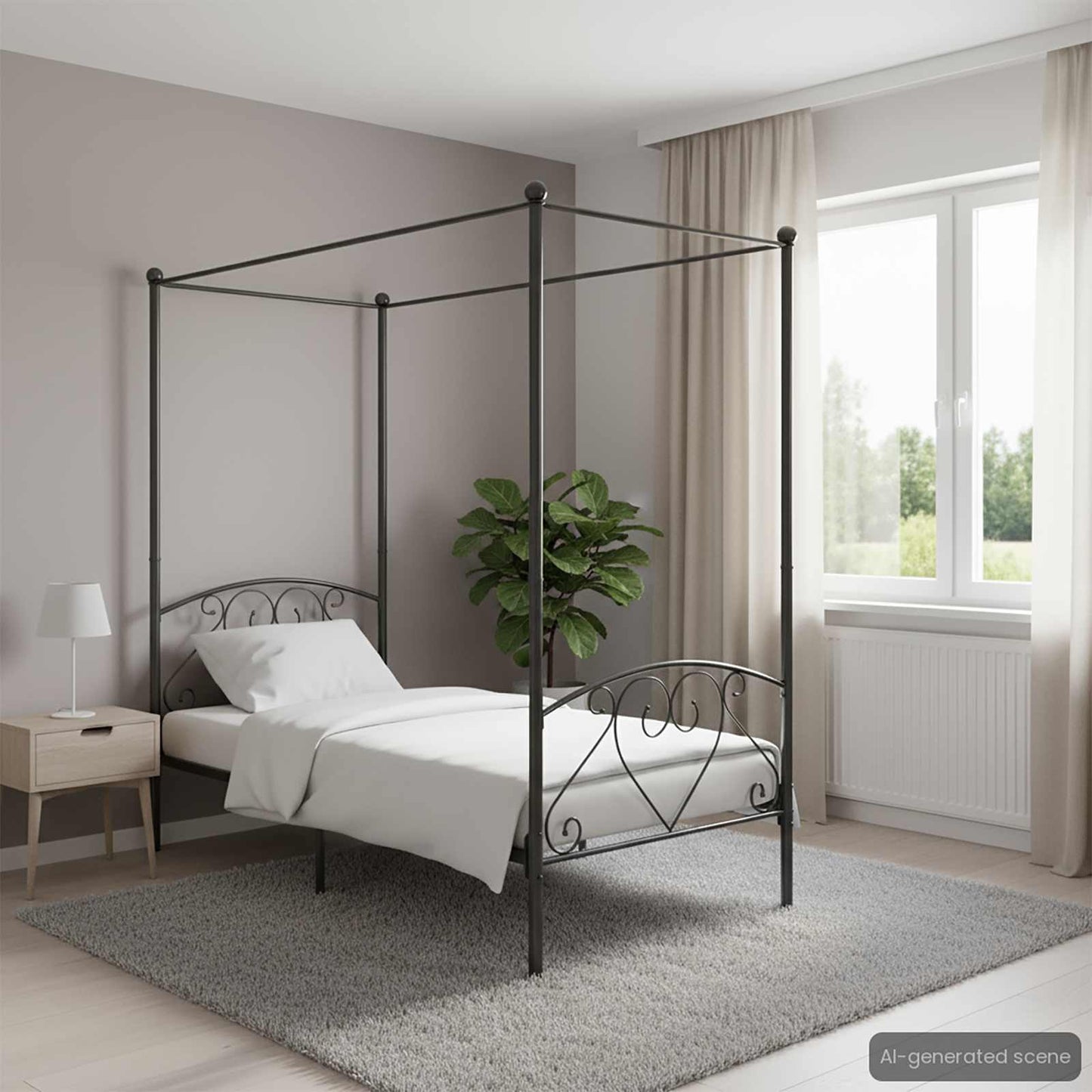 Giroletto Baldacchino senza Materasso Grigio 120x200 cm Metallo
