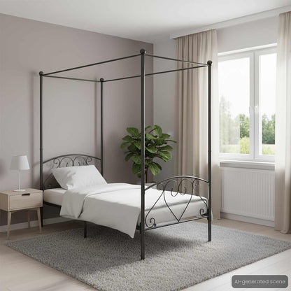 Giroletto Baldacchino senza Materasso Grigio 120x200 cm Metallo