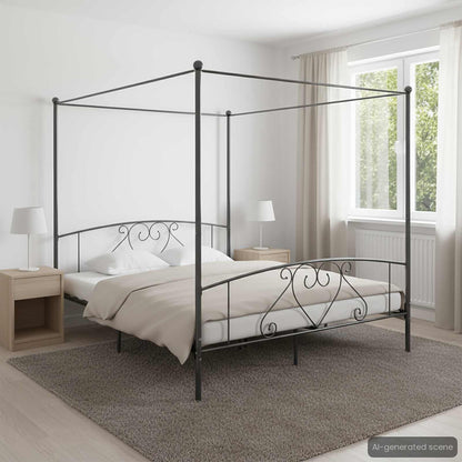 Giroletto Baldacchino senza Materasso Grigio 180x200 cm Metallo