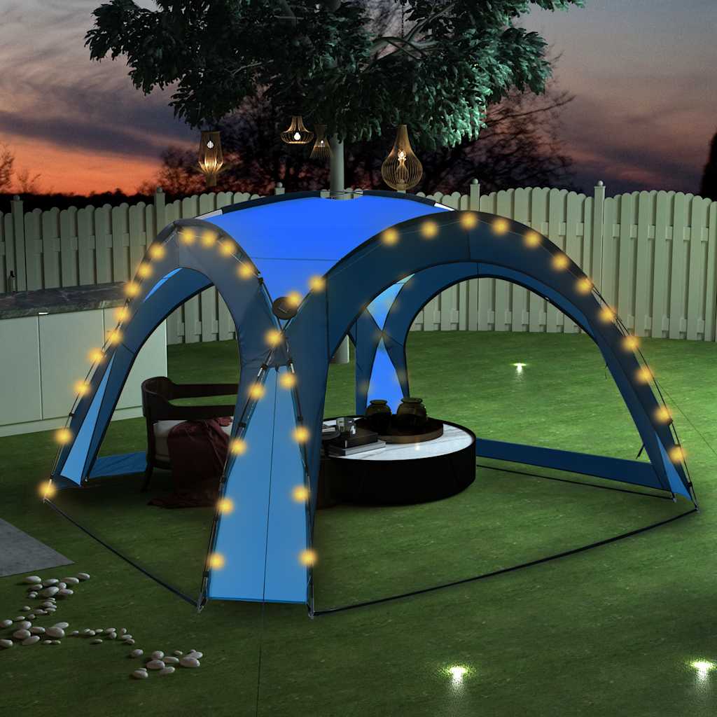 Tenda per Feste con LED e 4 Pareti 3,6x3,6x2,3 m Blu - homemem39