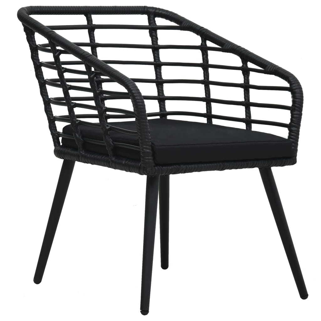 Sedie da Giardino con Cuscini 2 pz in Polyrattan Nere | homemem39