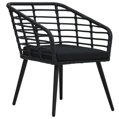 Sedie da Giardino con Cuscini 2 pz in Polyrattan Nere | homemem39